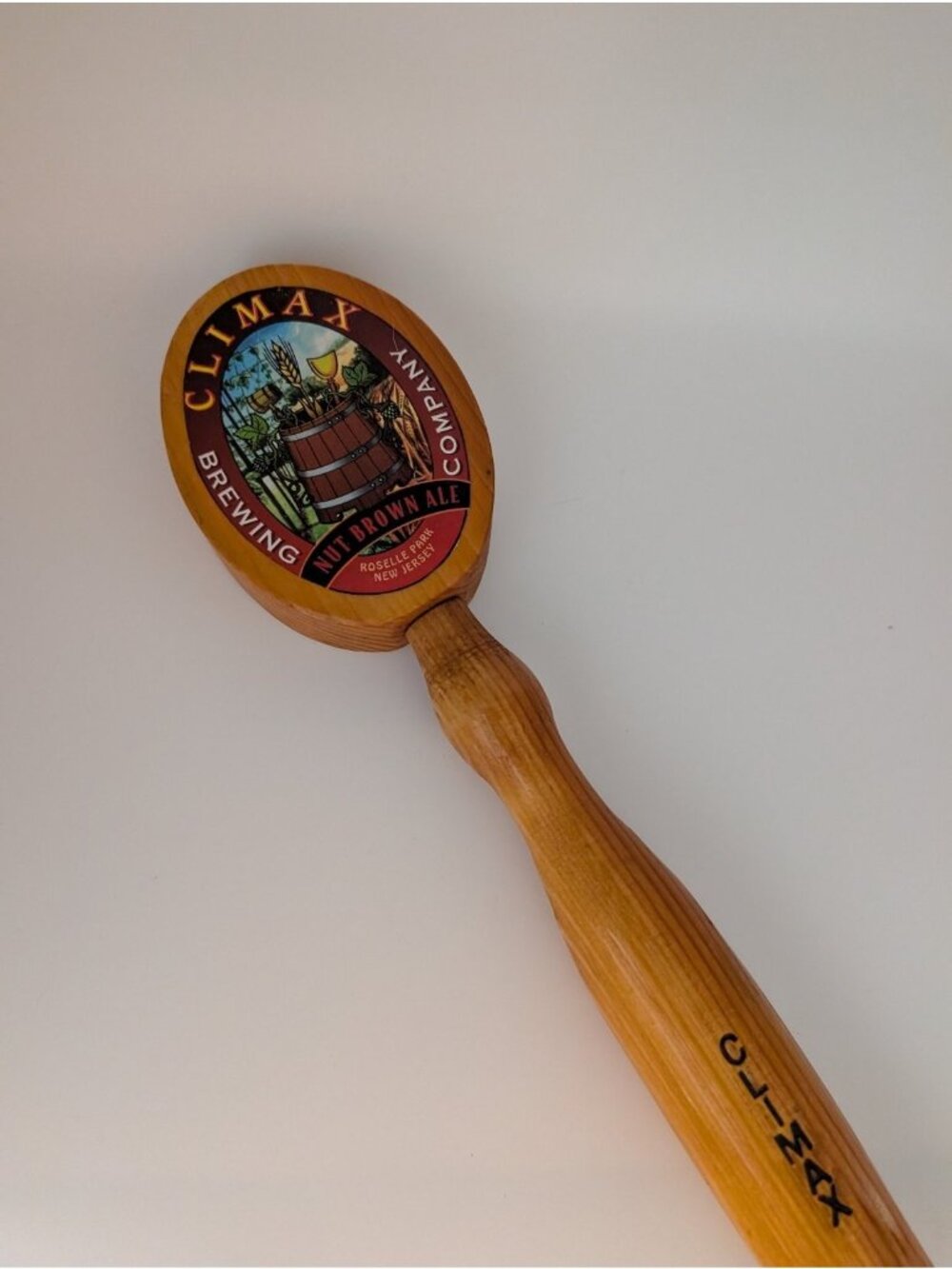 Climax Brewing Co Nut Brown Ale Wood Tap Handle 8.5" Wooden Craft Beer Brewery